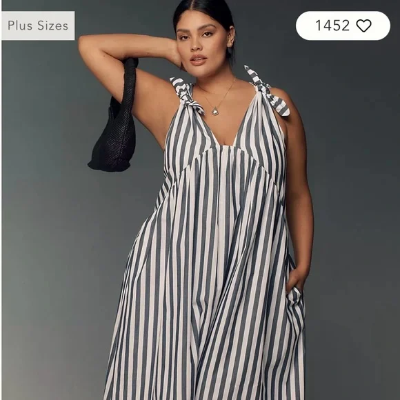 By Anthropologie Bow-Shoulder V-Neck Maxi Dress, 3x - Picture 2 of 8